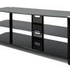 Whalen Furniture Black Tv Stands for 65" Flat Panel Tvs With Tempered Glass Shelves (Photo 8 of 15)