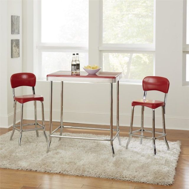 25 Ideas of Bate Red Retro 3 Piece Dining Sets