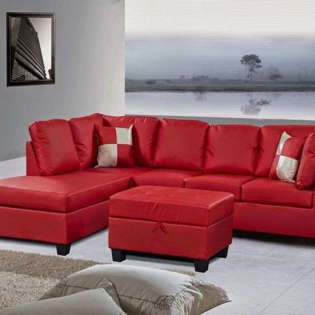 Top 10 of Red Leather Sectionals with Ottoman