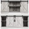 Jaxpety 58" Farmhouse Sliding Barn Door Tv Stands in Rustic Gray (Photo 14 of 15)