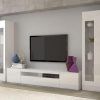 Unico Contemporary Wall Storage System In White With Floral Details throughout Best and Newest Black Gloss Tv Wall Unit (Photo 3612 of 7825)