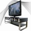 Modern Mobile Rolling Tv Stands With Metal Shelf Black Finish (Photo 7 of 15)