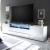 White Gloss Tv Unit Cabinet With Glass Shelf And Led Light 120Cm pertaining to 2018 White High Gloss Tv Stands (Photo 7111 of 7825)