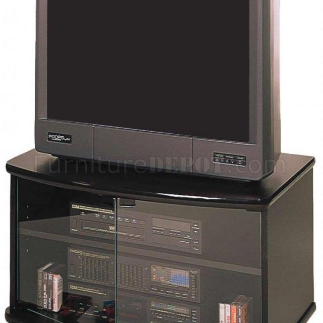 2024 Latest Black Tv Stand with Glass Doors
