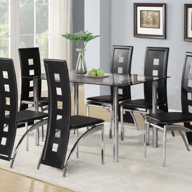 2024 Latest Black Glass Dining Tables 6 Chairs