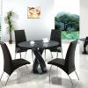 Round Black Glass Dining Tables and 4 Chairs (Photo 11 of 25)