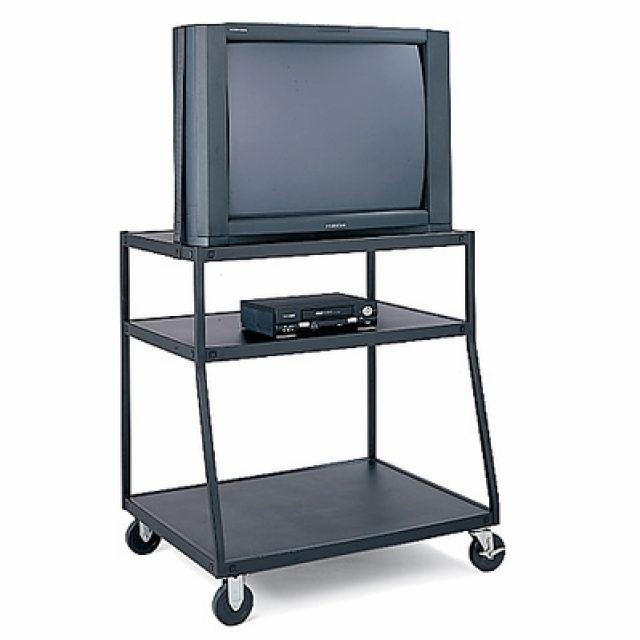 2024 Latest Modern Mobile Rolling Tv Stands with Metal Shelf Black Finish