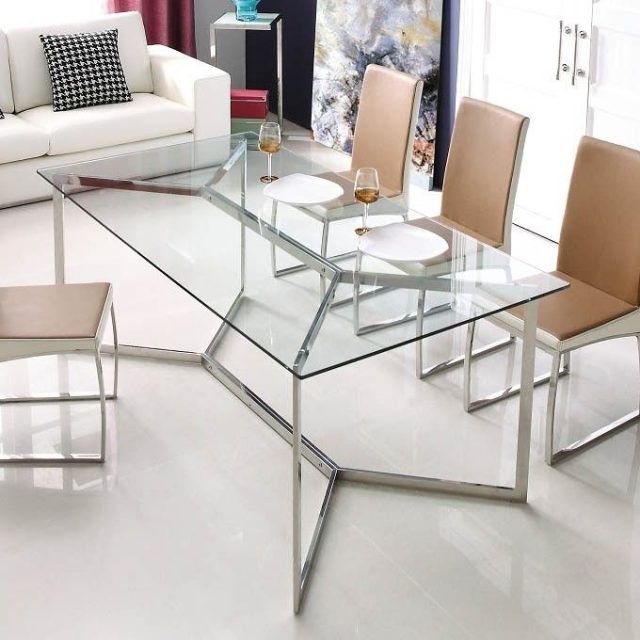 25 Collection of Glass and Stainless Steel Dining Tables