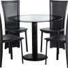 Round Black Glass Dining Tables and 4 Chairs (Photo 4 of 25)
