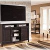 Modern Tv Stands in Oak Wood and Black Accents With Storage Doors (Photo 2 of 15)