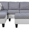 3Pc Polyfiber Sectional Sofas With Nail Head Trim Blue/Gray (Photo 6 of 15)