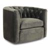 Chocolate Brown Leather Tufted Swivel Chairs (Photo 20 of 25)