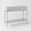 Parsons Clear Glass Top & Elm Base 48X16 Console Tables (Photo 21 of 25)