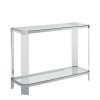 Parsons Clear Glass Top & Elm Base 48X16 Console Tables (Photo 11 of 25)