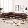 3Pc Faux Leather Sectional Sofas Brown (Photo 13 of 15)