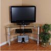 Widely used Tv Stands For Corners intended for Bay View Corner Tv Stand In Antiqued Black (Photo 7264 of 7825)