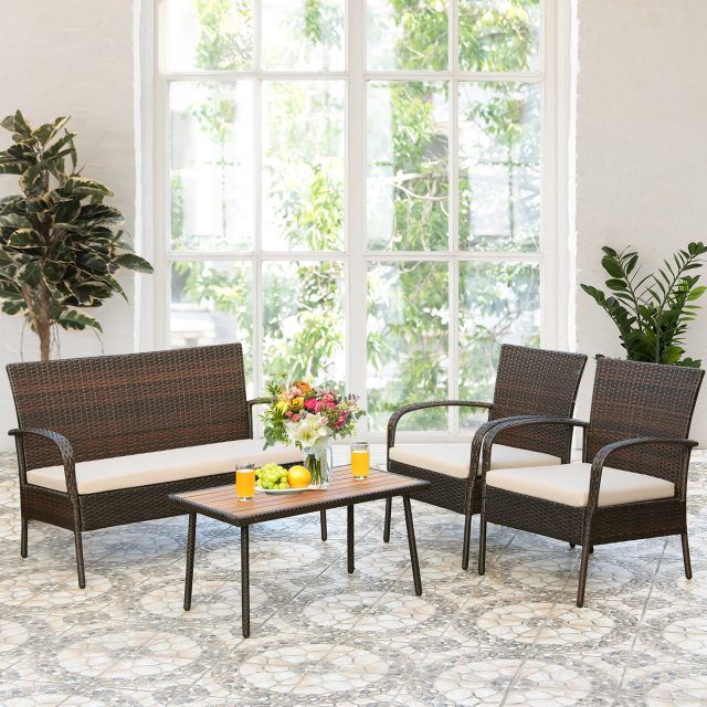 Top 15 of 4pcs Rattan Patio Coffee Tables