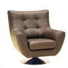 Chocolate Brown Leather Tufted Swivel Chairs (Photo 12 of 25)