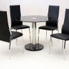 Round Black Glass Dining Tables and 4 Chairs (Photo 9 of 25)