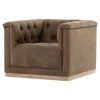 Chocolate Brown Leather Tufted Swivel Chairs (Photo 15 of 25)