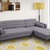 Element Right-Side Chaise Sectional Sofas in Dark Gray Linen and Walnut Legs (Photo 2 of 15)