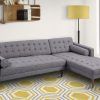 Element Left-Side Chaise Sectional Sofas in Dark Gray Linen and Walnut Legs (Photo 2 of 15)