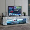 57'' Tv Stands With Open Glass Shelves Gray & Black Finsh (Photo 1 of 13)