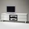 Zimtown Modern Tv Stands High Gloss Media Console Cabinet With Led Shelf and Drawers (Photo 2 of 15)