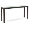 Parsons Clear Glass Top & Elm Base 48X16 Console Tables (Photo 20 of 25)