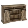 Tv Stands With Sliding Barn Door Console in Rustic Oak (Photo 1 of 15)