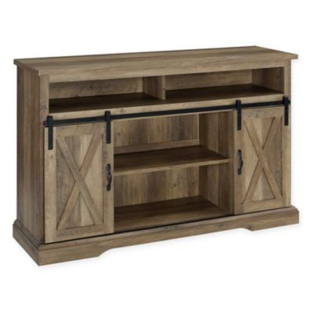 15 Photos Tv Stands with Sliding Barn Door Console in Rustic Oak