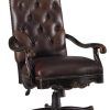 Chocolate Brown Leather Tufted Swivel Chairs (Photo 14 of 25)