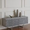 Gunmetal Perforated Brass Media Console Tables (Photo 12 of 16)
