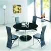 Round Black Glass Dining Tables and 4 Chairs (Photo 8 of 25)