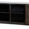 Gunmetal Perforated Brass Media Console Tables (Photo 1 of 16)