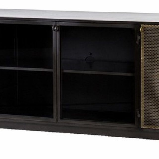 2024 Best of Gunmetal Perforated Brass Media Console Tables