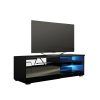 Most Recent Shiny Black Tv Stands in High Gloss Black Tv Stand Unit Cabinet Console Furniture W/led (Photo 6855 of 7825)
