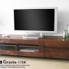 Hessel Wooden Tv Cabinet Large In Walnut With Grey Glass with Latest Walnut Tv Cabinets With Doors (Photo 3345 of 7825)