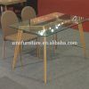 Glass Dining Tables With Wooden Legs (Photo 8 of 25)