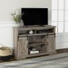 Jaxpety 58" Farmhouse Sliding Barn Door Tv Stands in Rustic Gray (Photo 4 of 15)