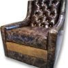 Chocolate Brown Leather Tufted Swivel Chairs (Photo 6 of 25)