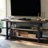 Most Popular Reclaimed Wood And Metal Tv Stands within Rustic Oak Tv Stand Unit Cabinet Metal Z Frame Design Industrial (Photo 7386 of 7825)