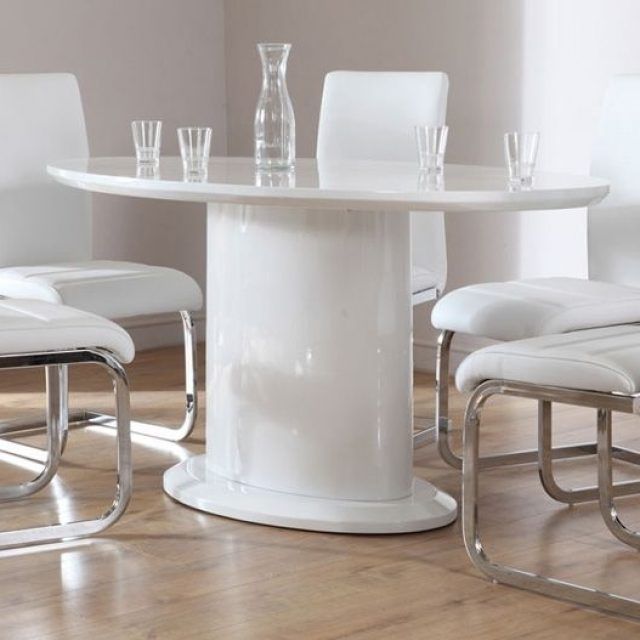 2024 Latest Oval White High Gloss Dining Tables