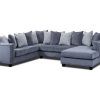 3Pc Polyfiber Sectional Sofas With Nail Head Trim Blue/Gray (Photo 9 of 15)
