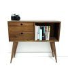 Oak & Brass Stacking Media Console Tables (Photo 5 of 25)