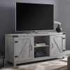 Jaxpety 58" Farmhouse Sliding Barn Door Tv Stands in Rustic Gray (Photo 11 of 15)