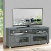 Zimtown Modern Tv Stands High Gloss Media Console Cabinet With Led Shelf and Drawers (Photo 13 of 15)