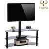 Whalen Furniture Black Tv Stands for 65" Flat Panel Tvs With Tempered Glass Shelves (Photo 10 of 15)