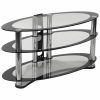 Whalen Furniture Black Tv Stands for 65" Flat Panel Tvs With Tempered Glass Shelves (Photo 3 of 15)