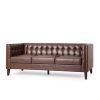 Faux Leather Sofas in Dark Brown (Photo 15 of 15)